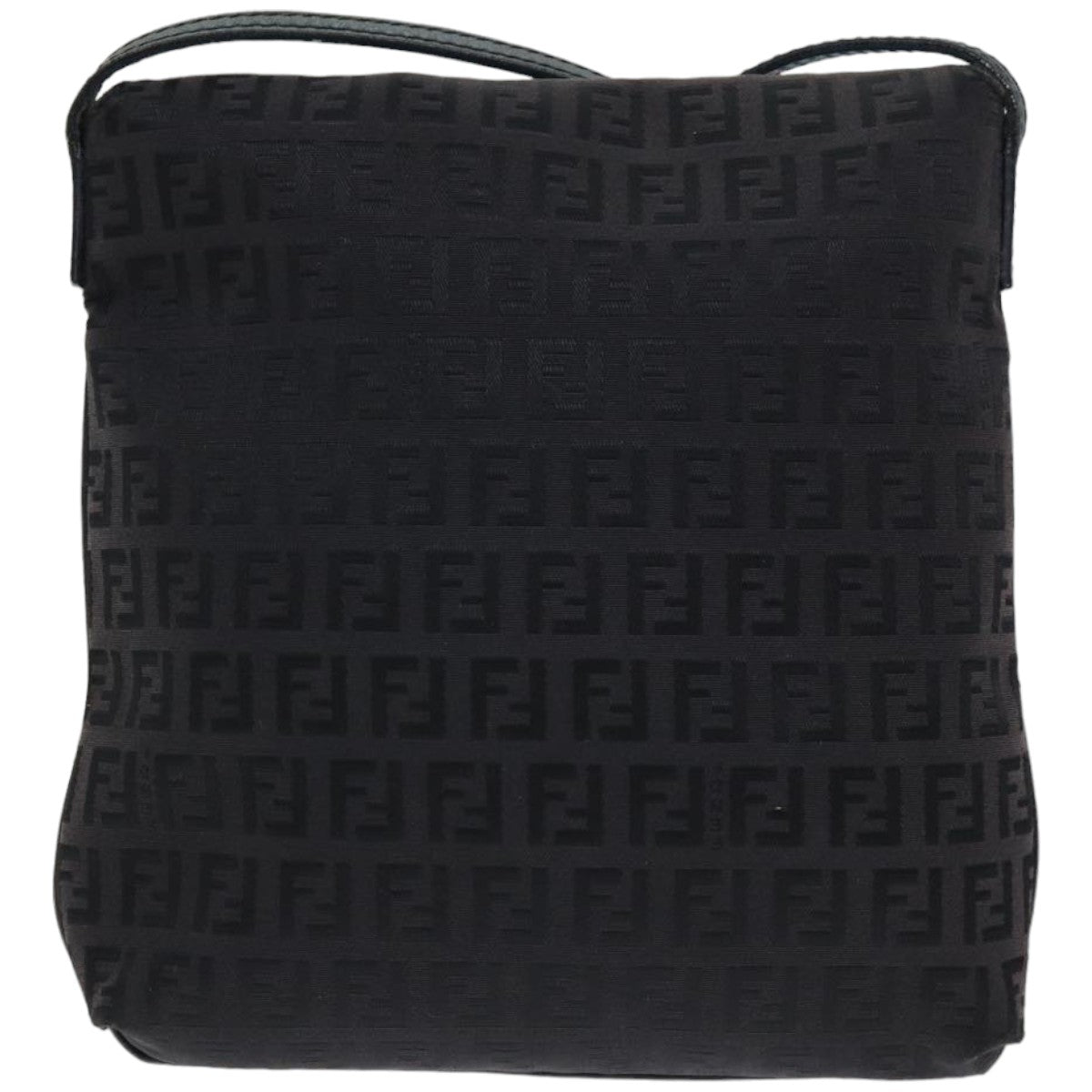 FENDI Zucchino Canvas Mamma Baguette Shoulder Bag Black 74484