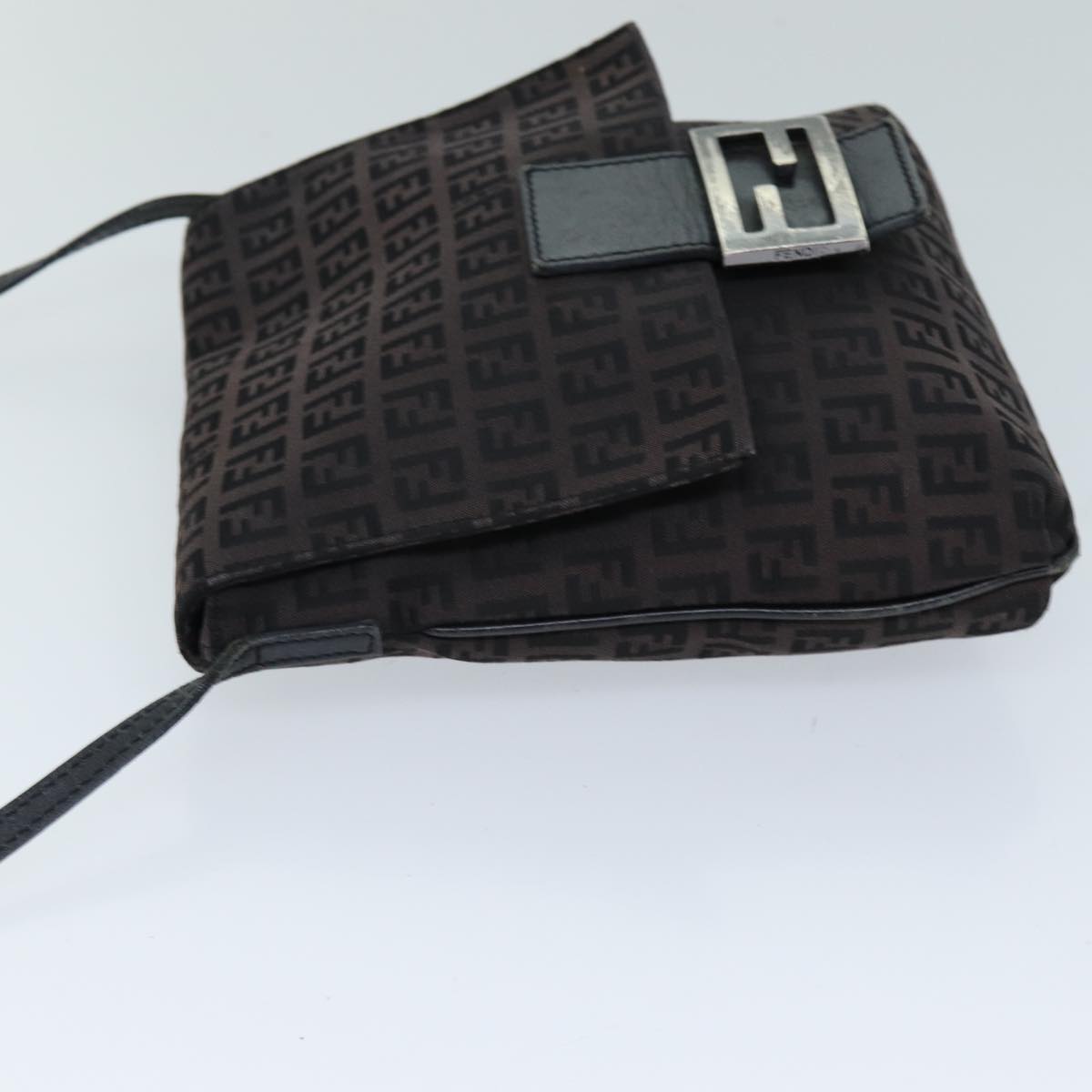 FENDI Zucchino Canvas Mamma Baguette Shoulder Bag Black 74484