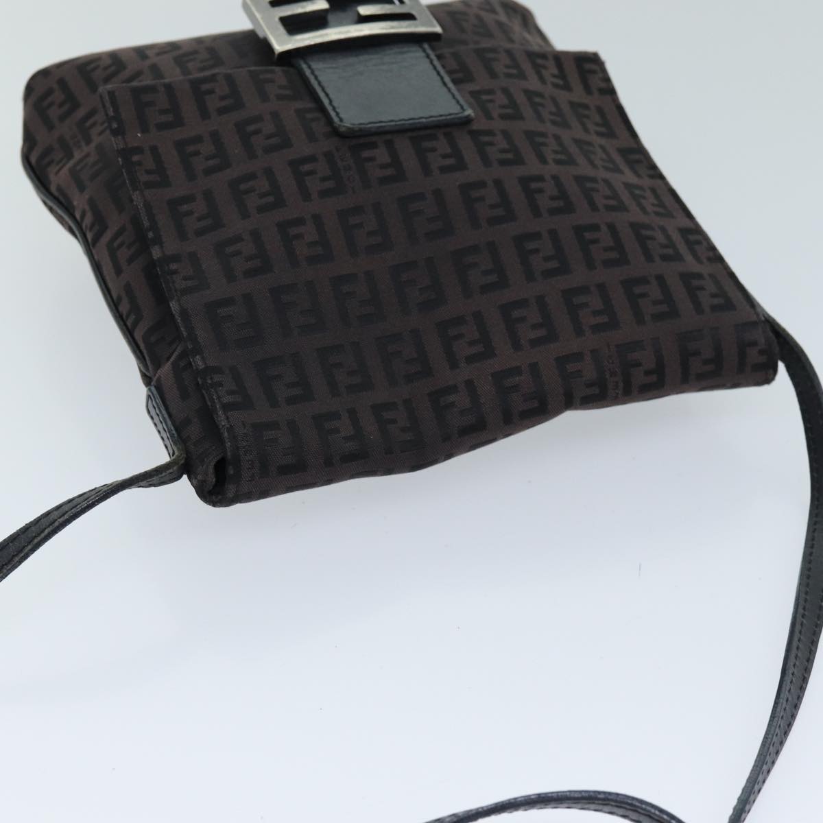 FENDI Zucchino Canvas Mamma Baguette Shoulder Bag Black 74484