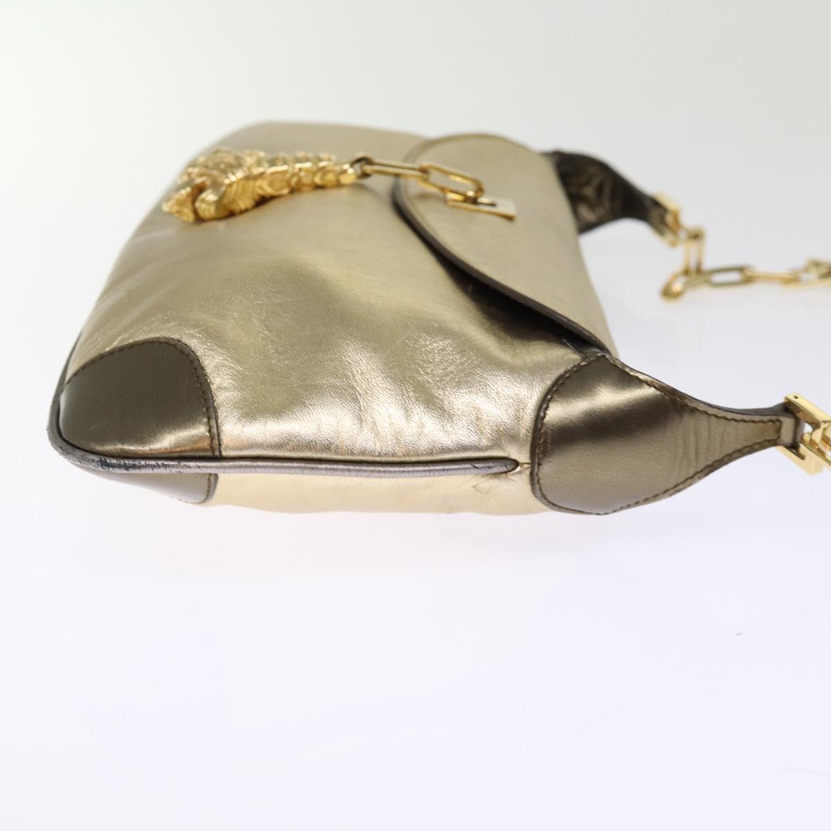 GUCCI Shoulder Bag Leather Gold 001 4113 2123 74555