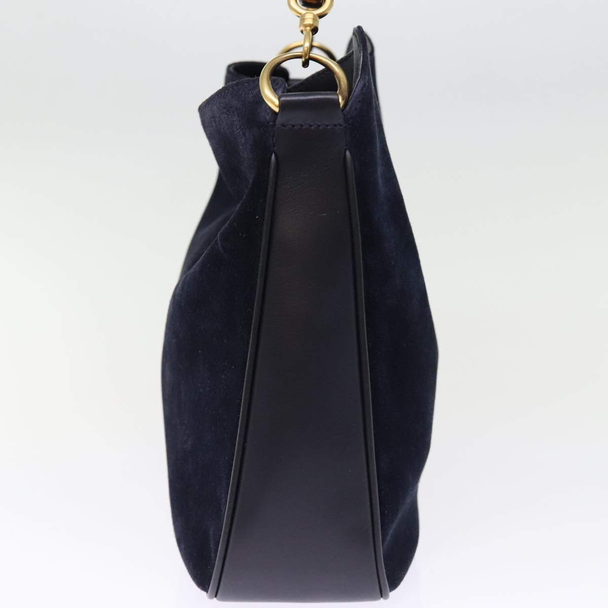 GUCCI Bamboo Shoulder Bag Suede 2way Navy 001 3754 1638 74561