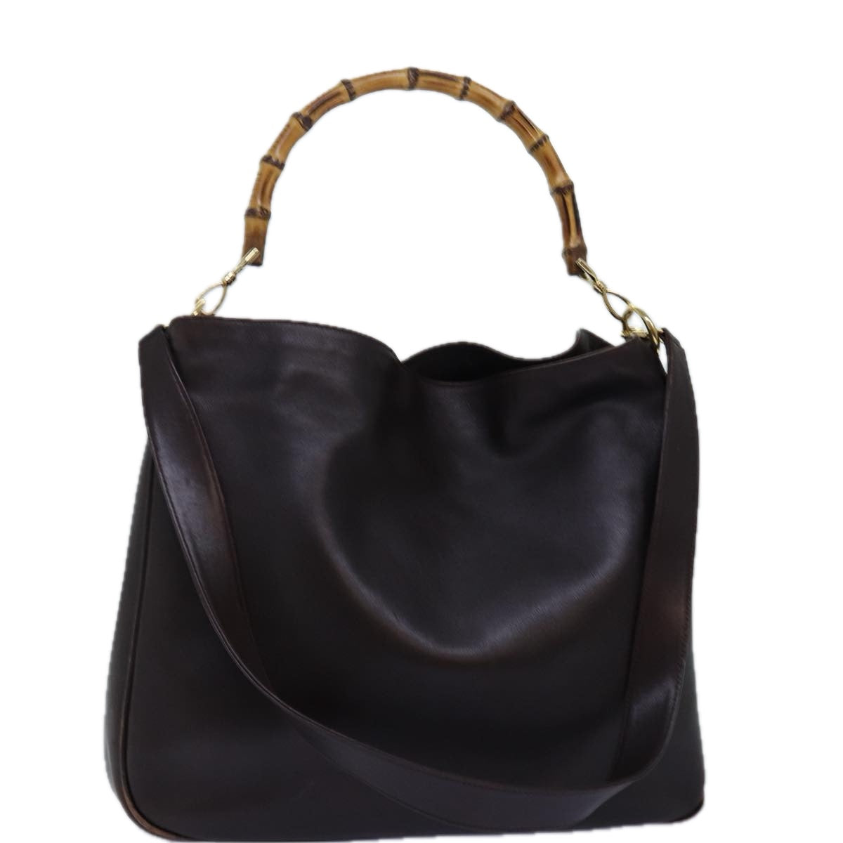 GUCCI Bamboo Shoulder Bag Leather 2way Black 001 1577 74564
