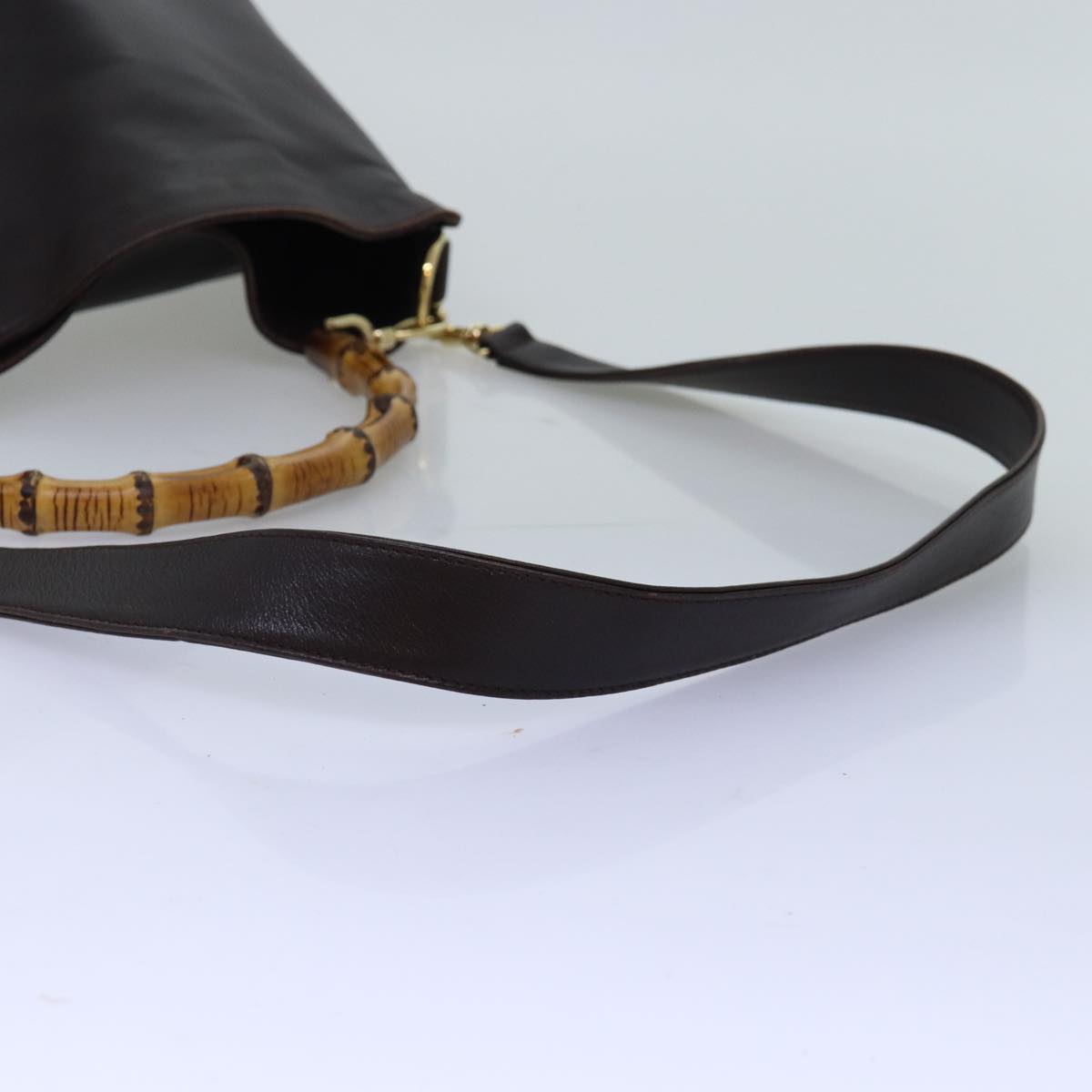 GUCCI Bamboo Shoulder Bag Leather 2way Black 001 1577 74564