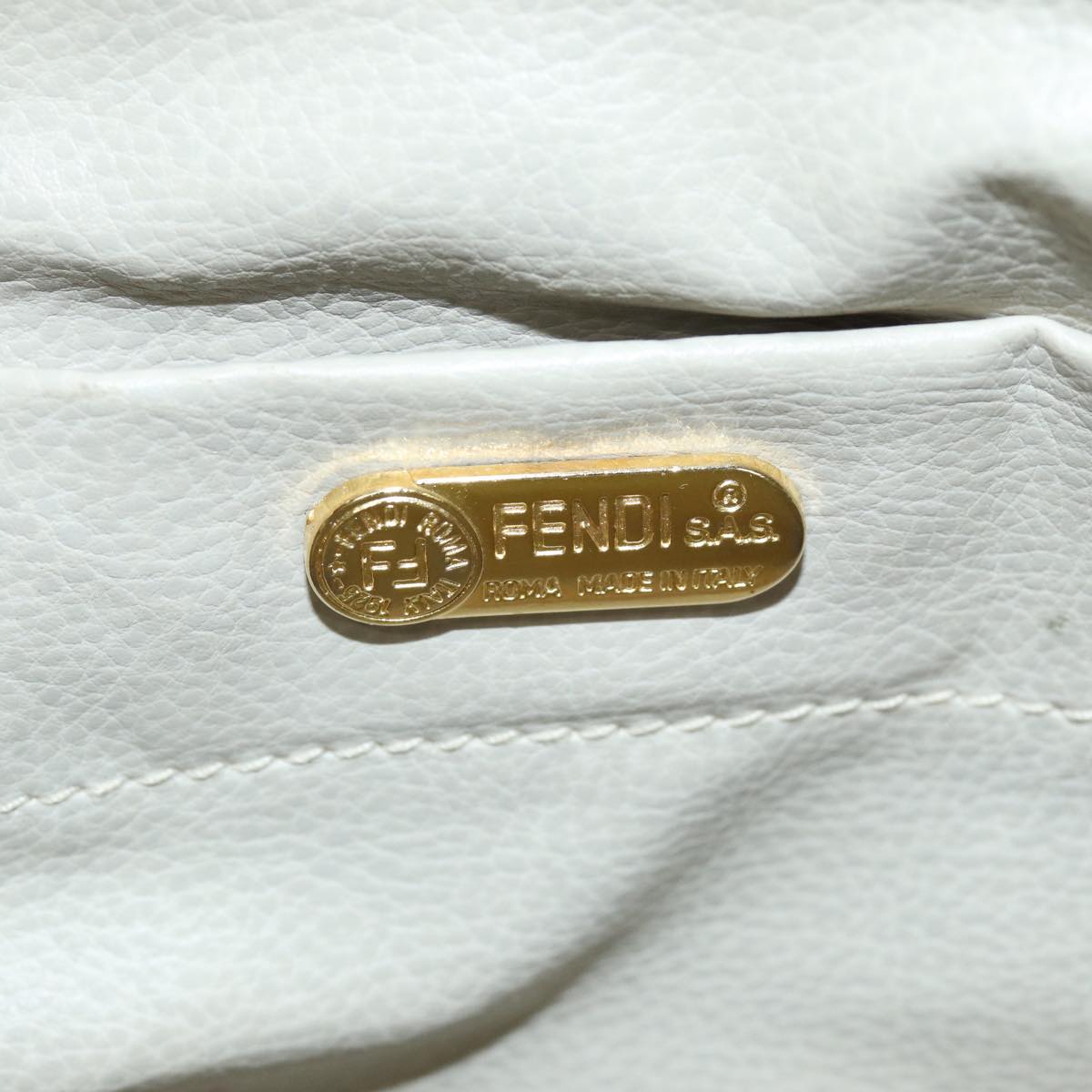 FENDI Chain Zucca Canvas Shoulder Bag Beige 74583