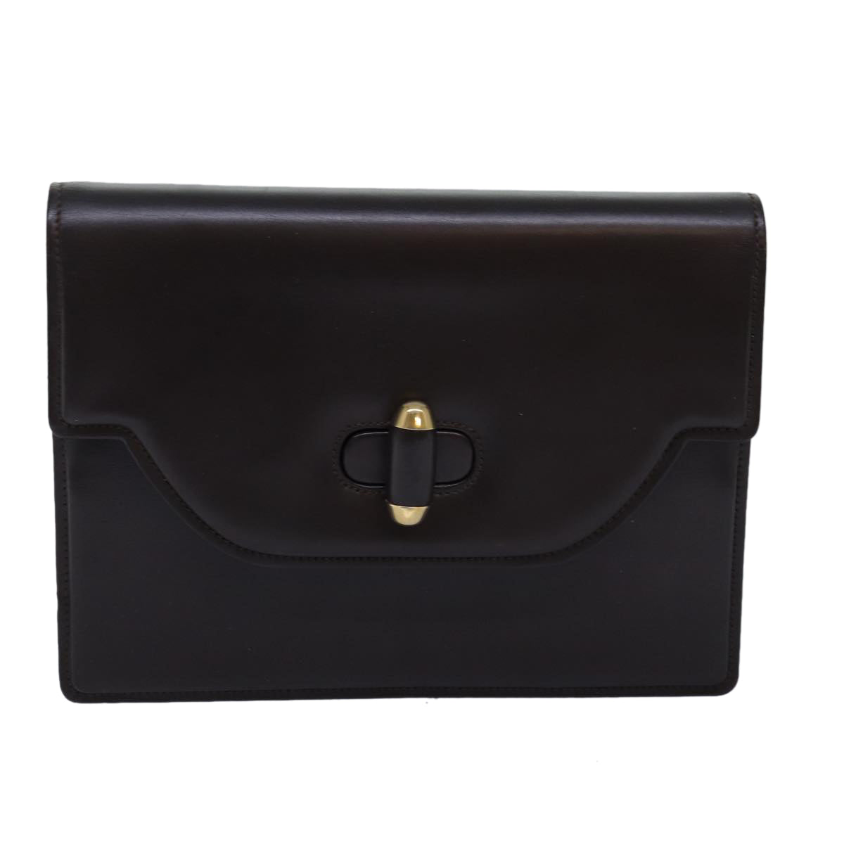 GUCCI Clutch Bag Leather Brown 74596
