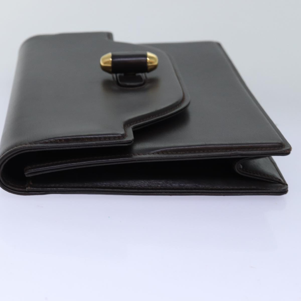 GUCCI Clutch Bag Leather Brown 74596