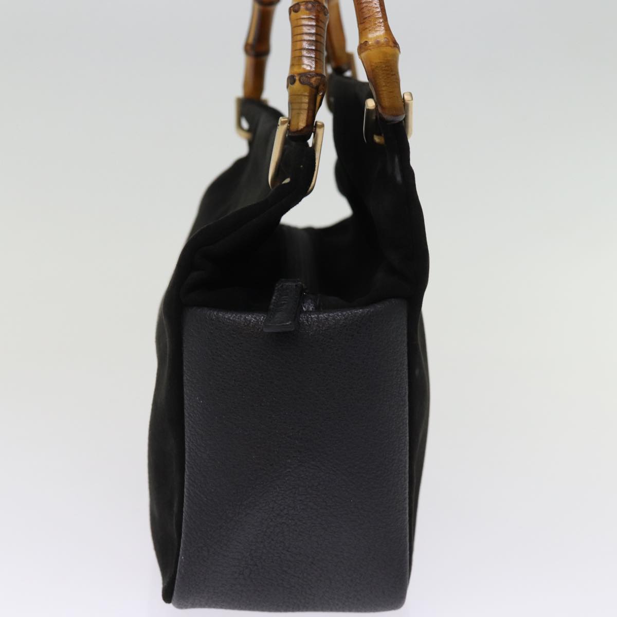 GUCCI Bamboo Hand Bag Suede Black 000 3444 0575 74613