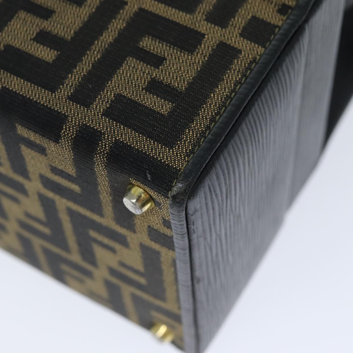 FENDI Zucca Canvas Hand Bag Brown Black 74627