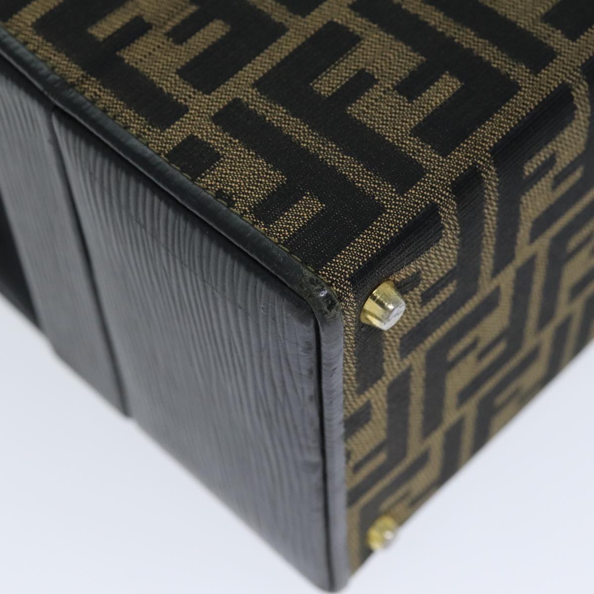 FENDI Zucca Canvas Hand Bag Brown Black 74627