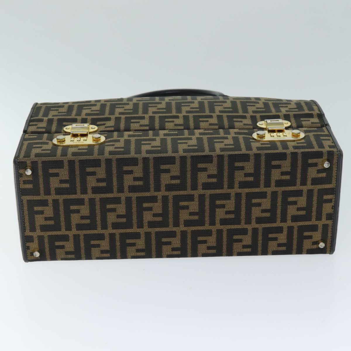 FENDI Zucca Canvas Hand Bag Brown Black 74627