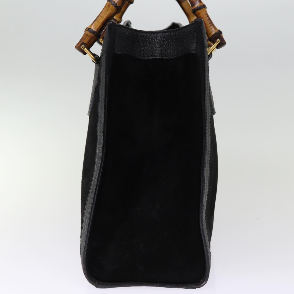 GUCCI Bamboo Tote Bag Suede Black 002 1186 0260 74664