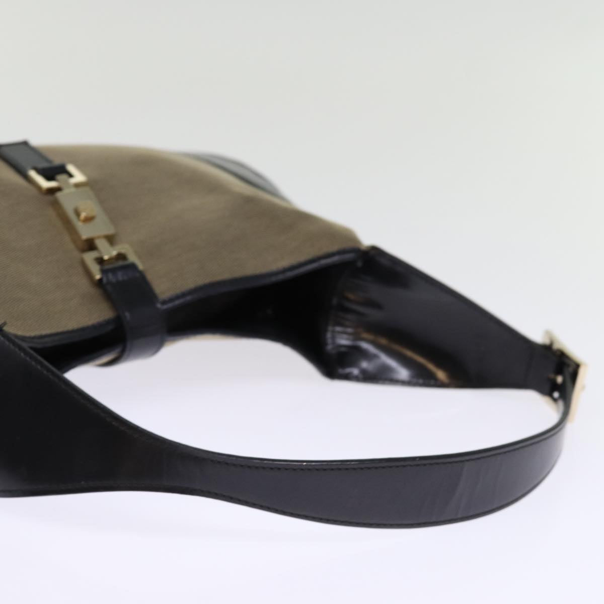 GUCCI Jackie Shoulder Bag Canvas Black Gray 001 3306 74710