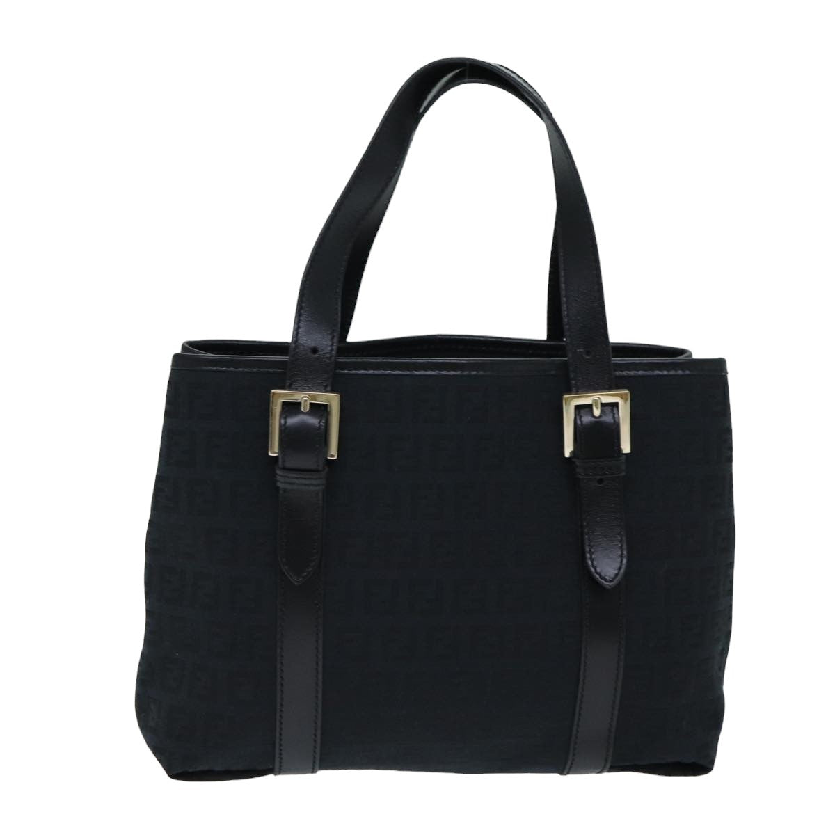 FENDI Zucchino Canvas Hand Bag Black 74841
