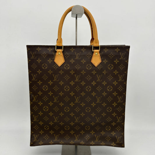 Louis Vuitton Sac Plat Monogram Brown Leather Tote Bag Medium
