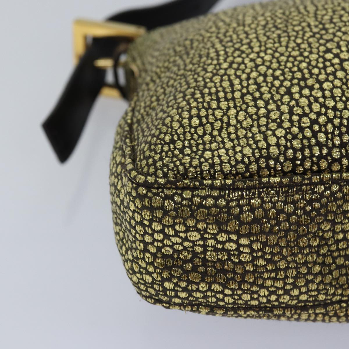 FENDI Mamma Baguette Shoulder Bag Canvas Gold Tone 40883613 74891A