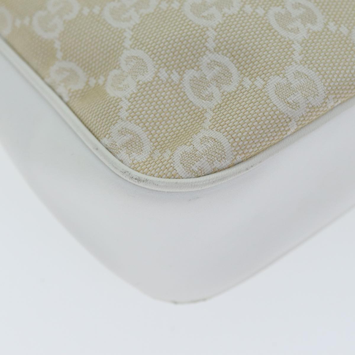 GUCCI Bamboo GG Canvas Hand Bag White 001 3870 74977