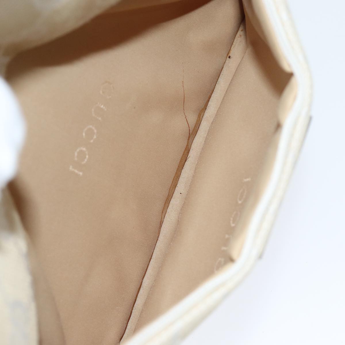 GUCCI Bamboo GG Canvas Hand Bag White 001 3870 74977