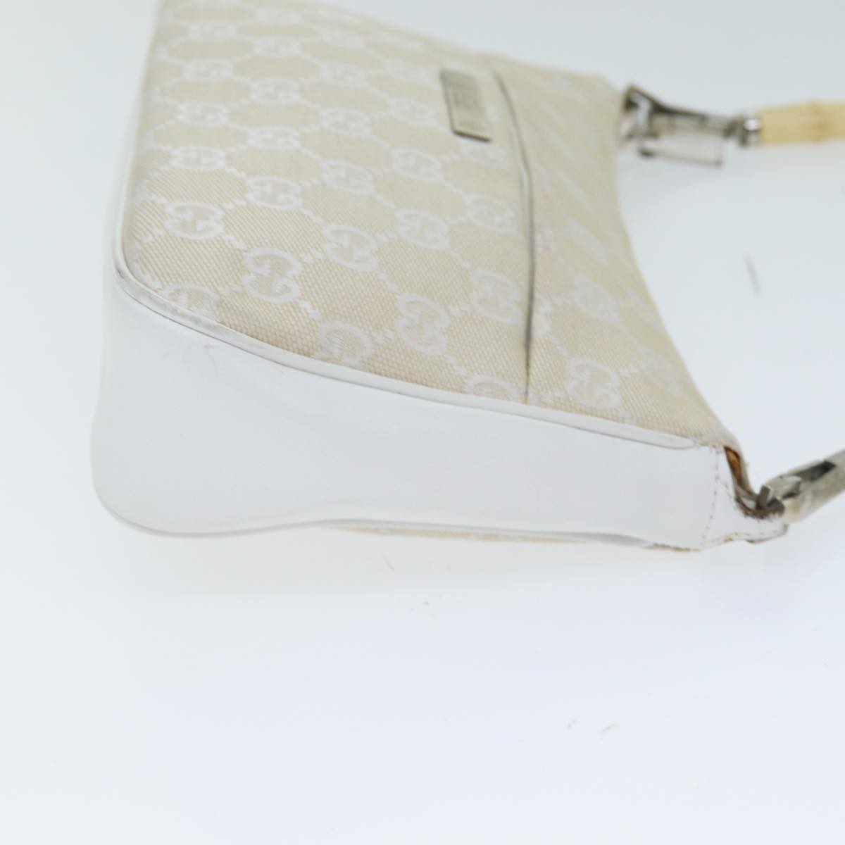 GUCCI Bamboo GG Canvas Hand Bag White 001 3870 74977