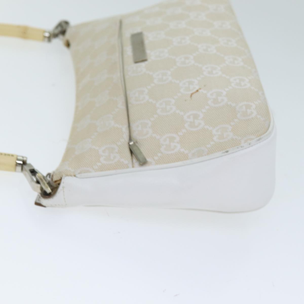 GUCCI Bamboo GG Canvas Hand Bag White 001 3870 74977