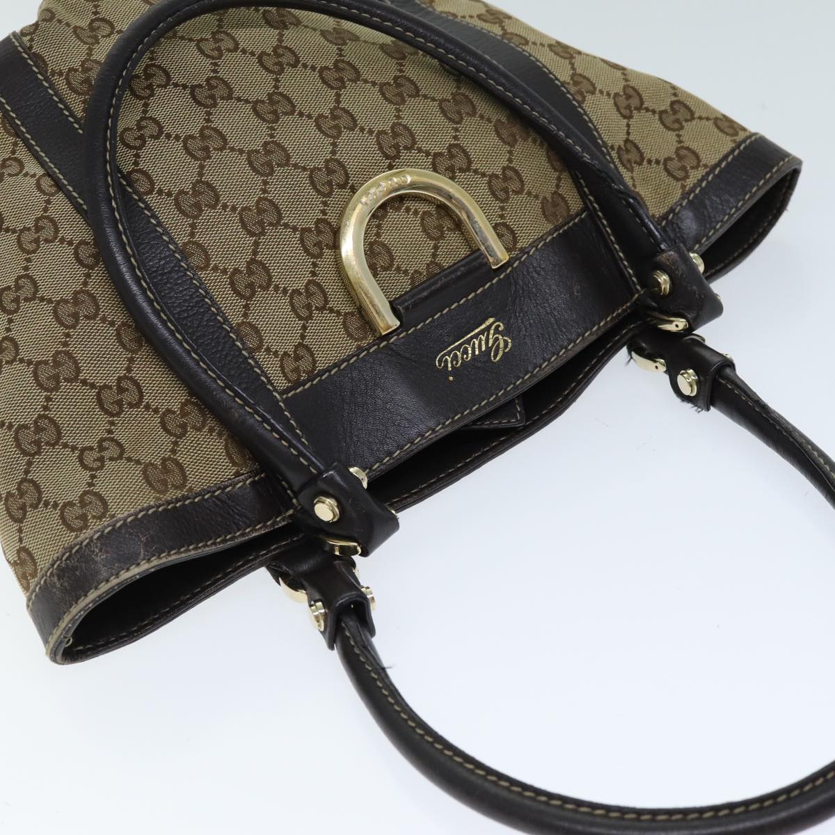 GUCCI GG Canvas Hand Bag Beige 211983 74988