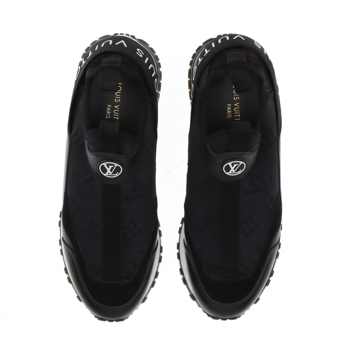 Louis Vuitton Runway Line Leather  Fabric Trainers 34.5  Black Ã— White Monogram LV Circle Logo Box  Bag