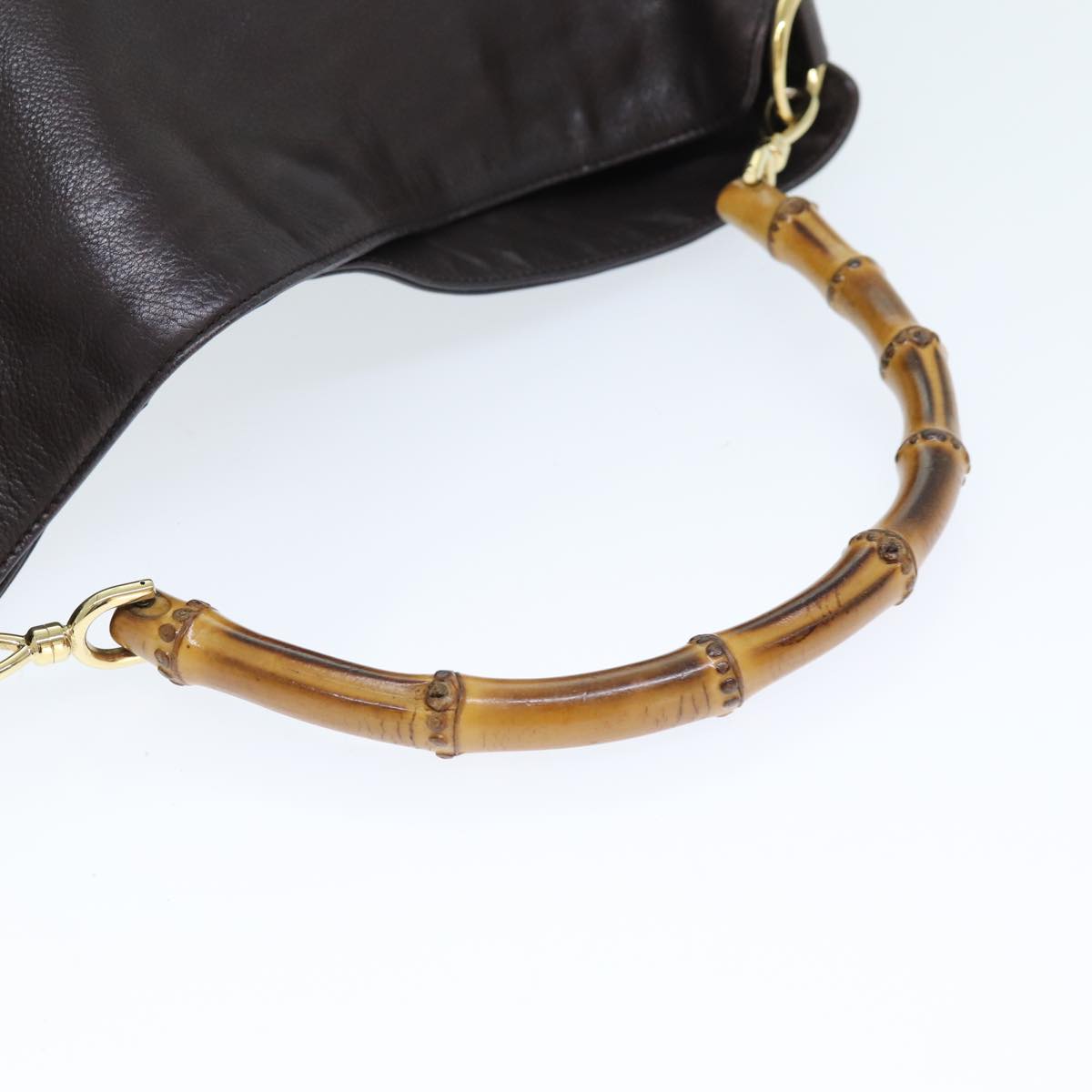 GUCCI Bamboo Shoulder Bag Leather 2way Brown 001 2113 1577 75114