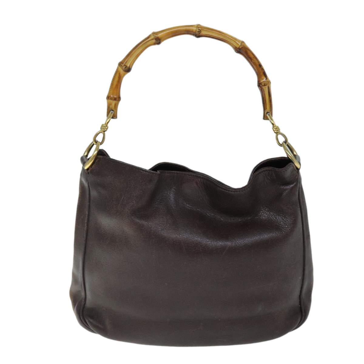 GUCCI Bamboo Hand Bag Leather 2way Brown 001 1638 75115