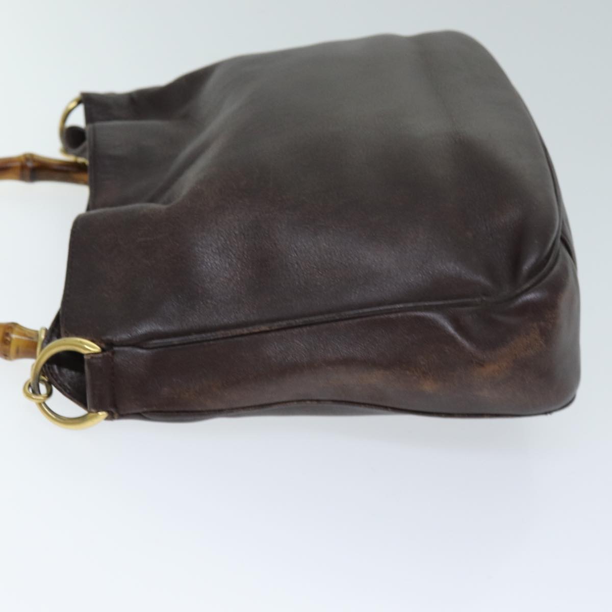 GUCCI Bamboo Hand Bag Leather 2way Brown 001 1638 75115