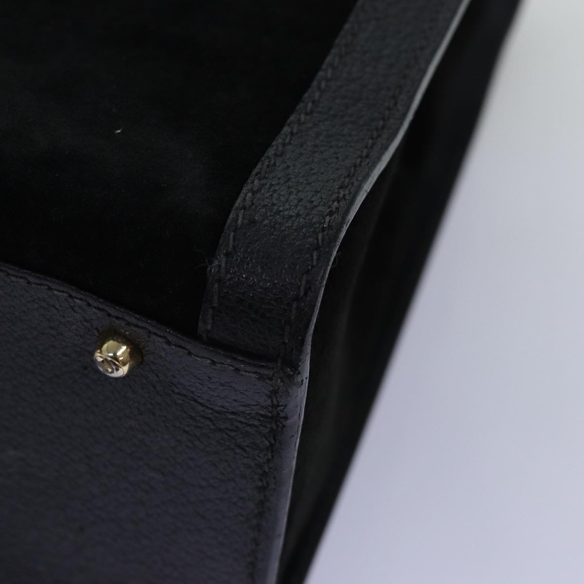 GUCCI Bamboo Tote Bag Suede Black 75117