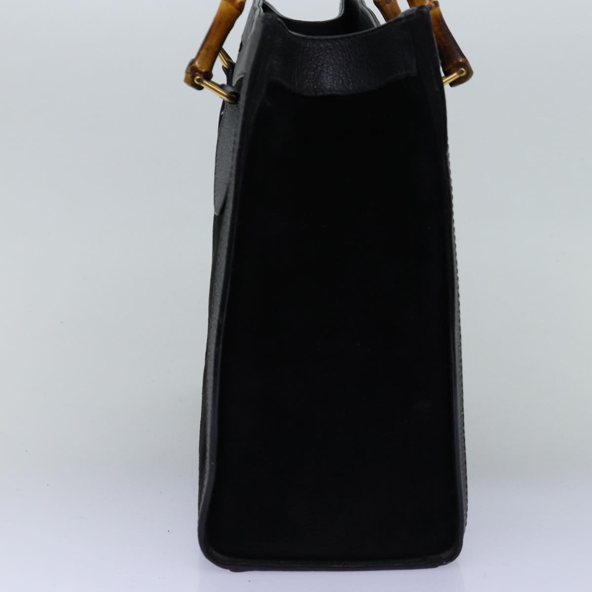 GUCCI Bamboo Tote Bag Suede Black 75117