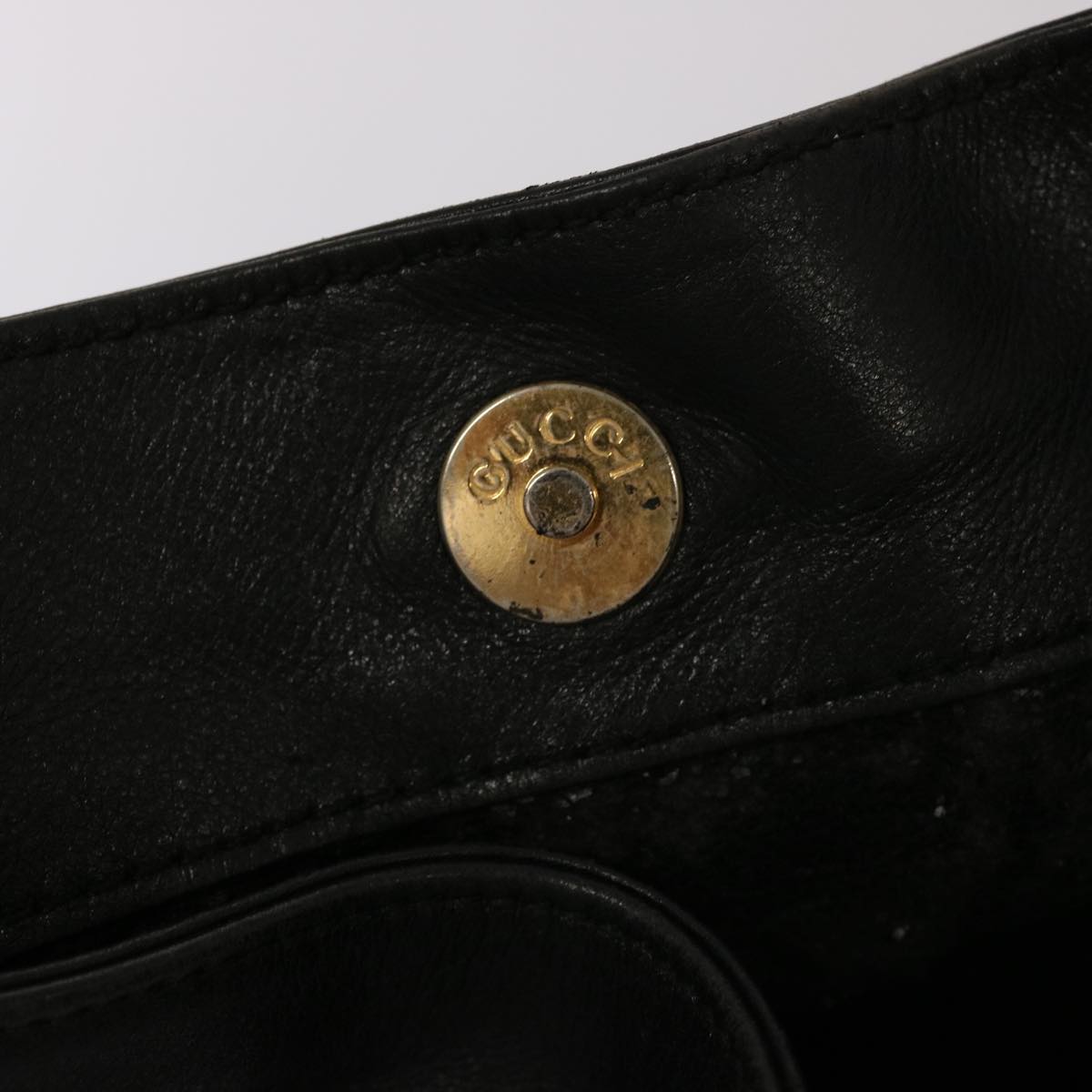 GUCCI Bamboo Hand Bag Leather 2way Black 001 123 1638 75140