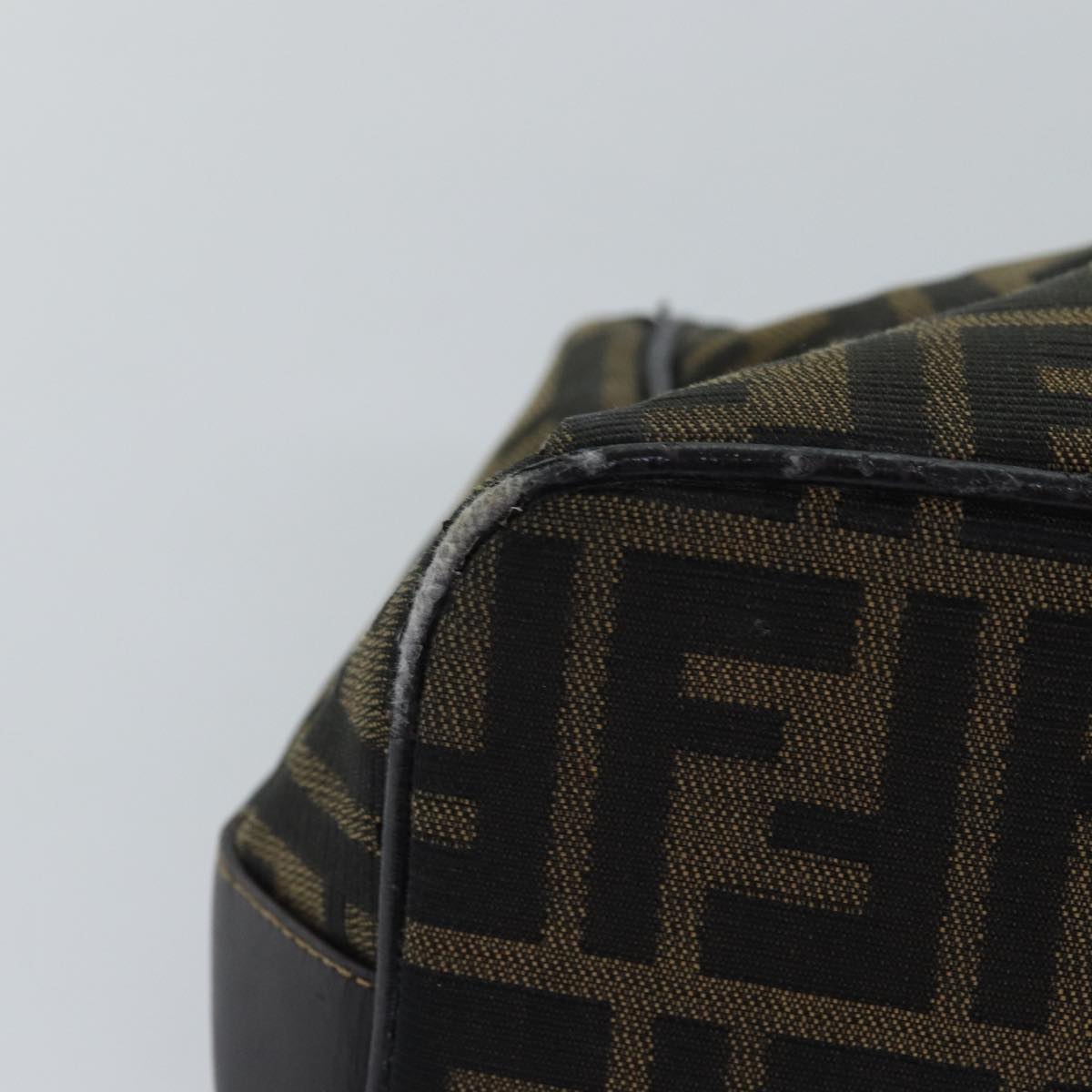 FENDI Zucca Canvas Vanity Cosmetic Pouch Brown Black 75223