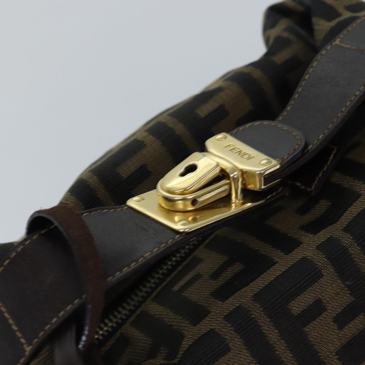 FENDI Zucca Canvas Vanity Cosmetic Pouch Brown Black 75223