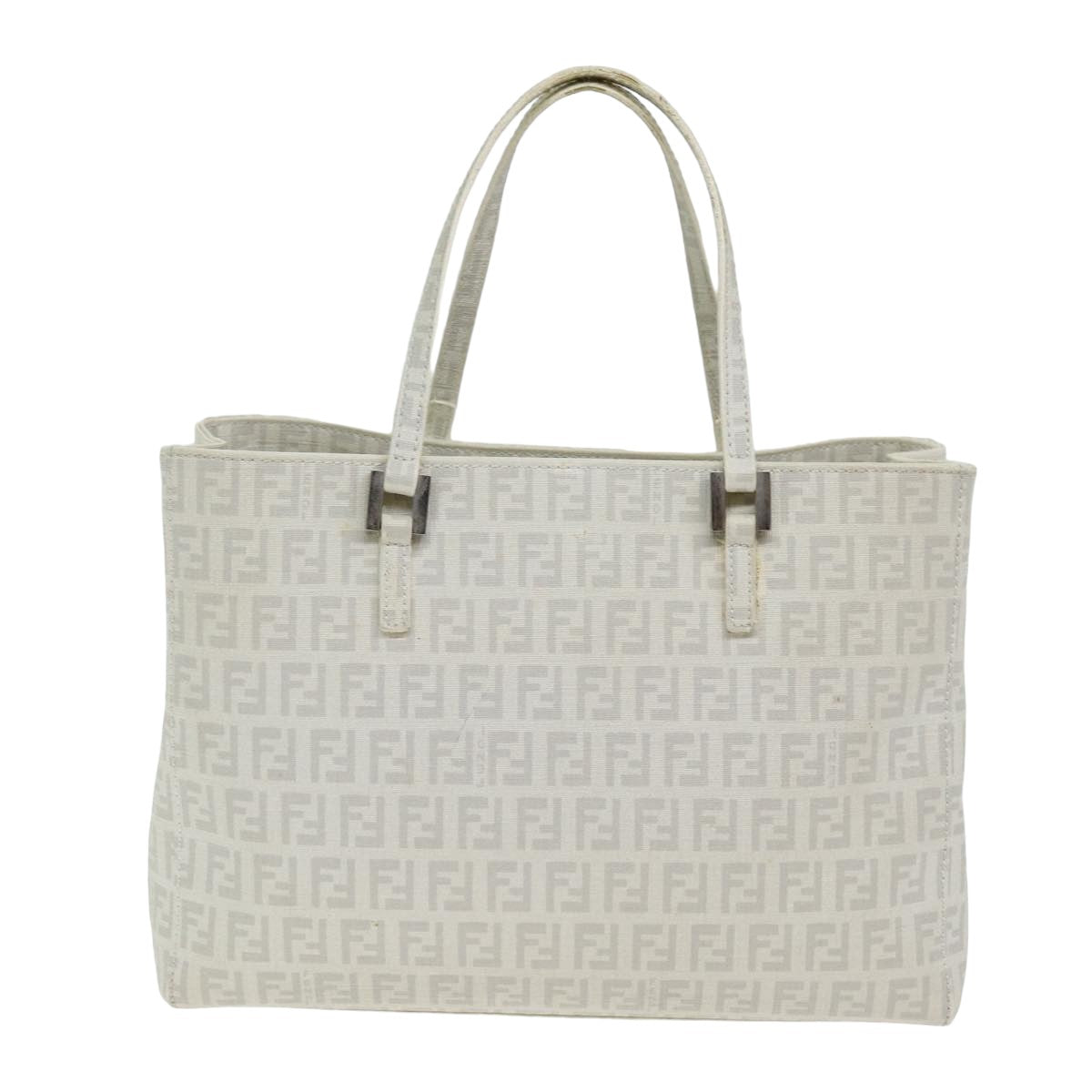 FENDI Zucchino Canvas Hand Bag White 75224