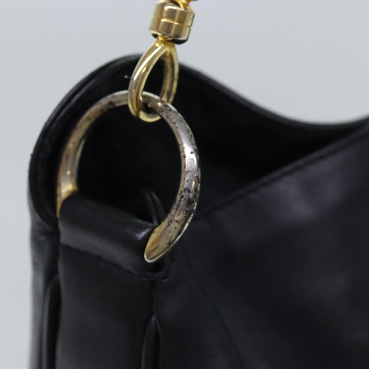 GUCCI Bamboo Shoulder Bag Leather 2way Black 000 1448 1638 75354