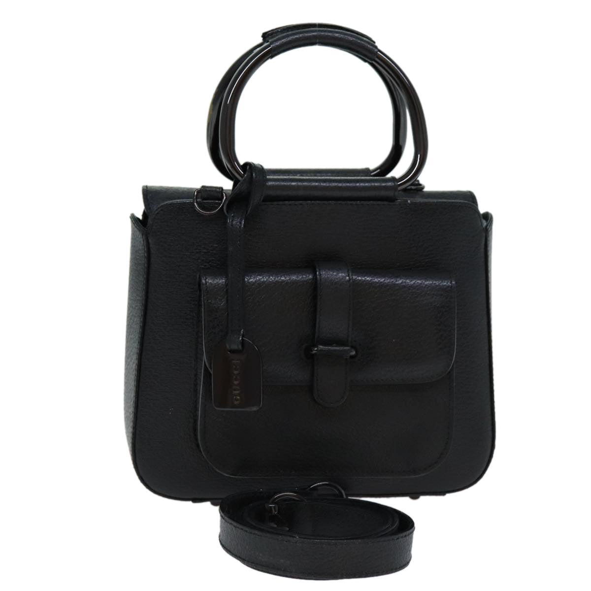GUCCI Hand Bag Leather 2way Black 000 2058 3086 75404
