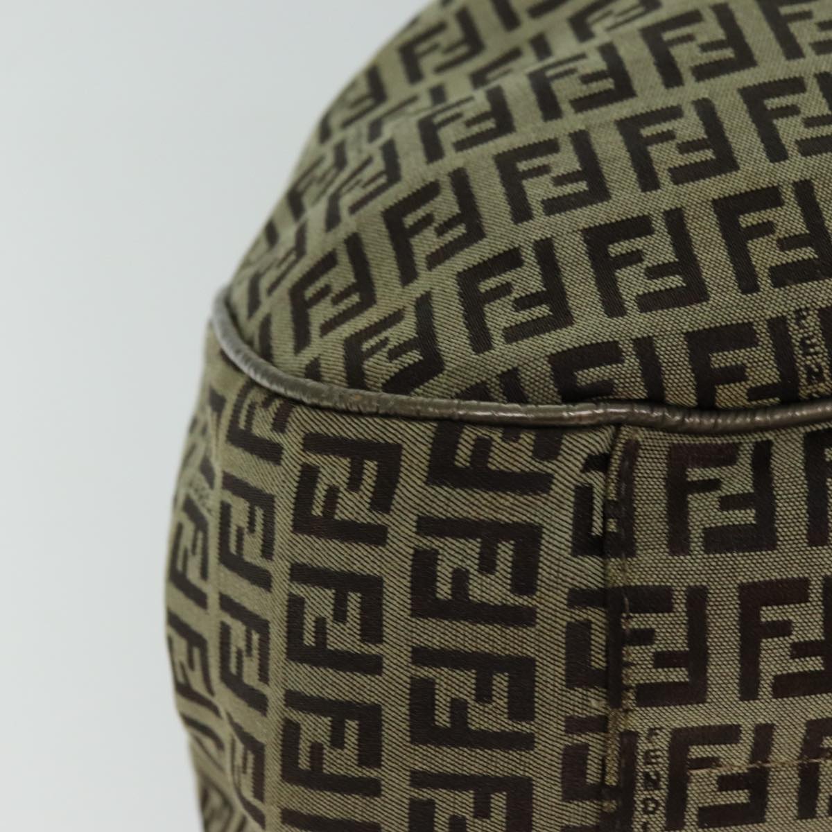 FENDI Zucchino Canvas Shoulder Bag Beige 75429