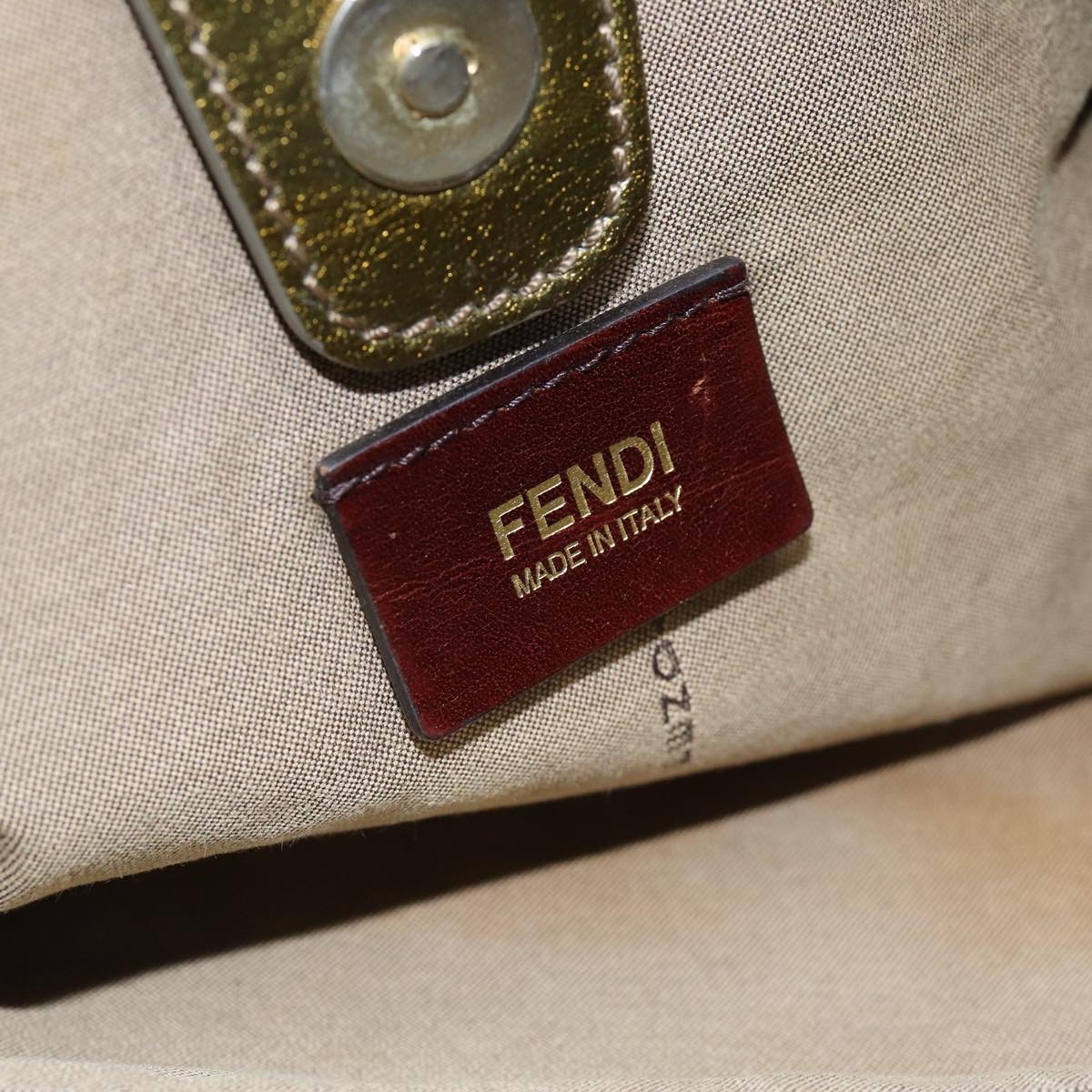 FENDI Zucchino Canvas Shoulder Bag Beige 75429