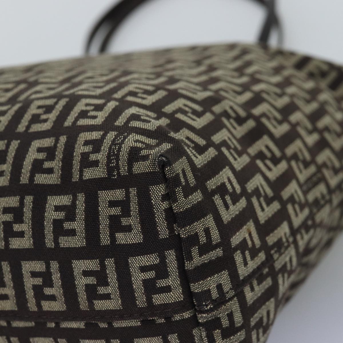 FENDI Zucchino Canvas Tote Bag Brown 75430