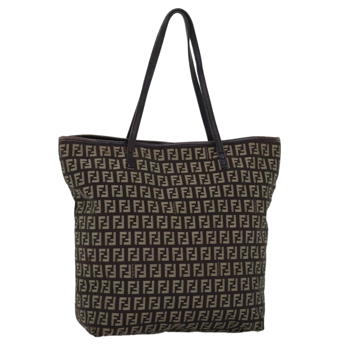 FENDI Zucchino Canvas Tote Bag Brown 75430