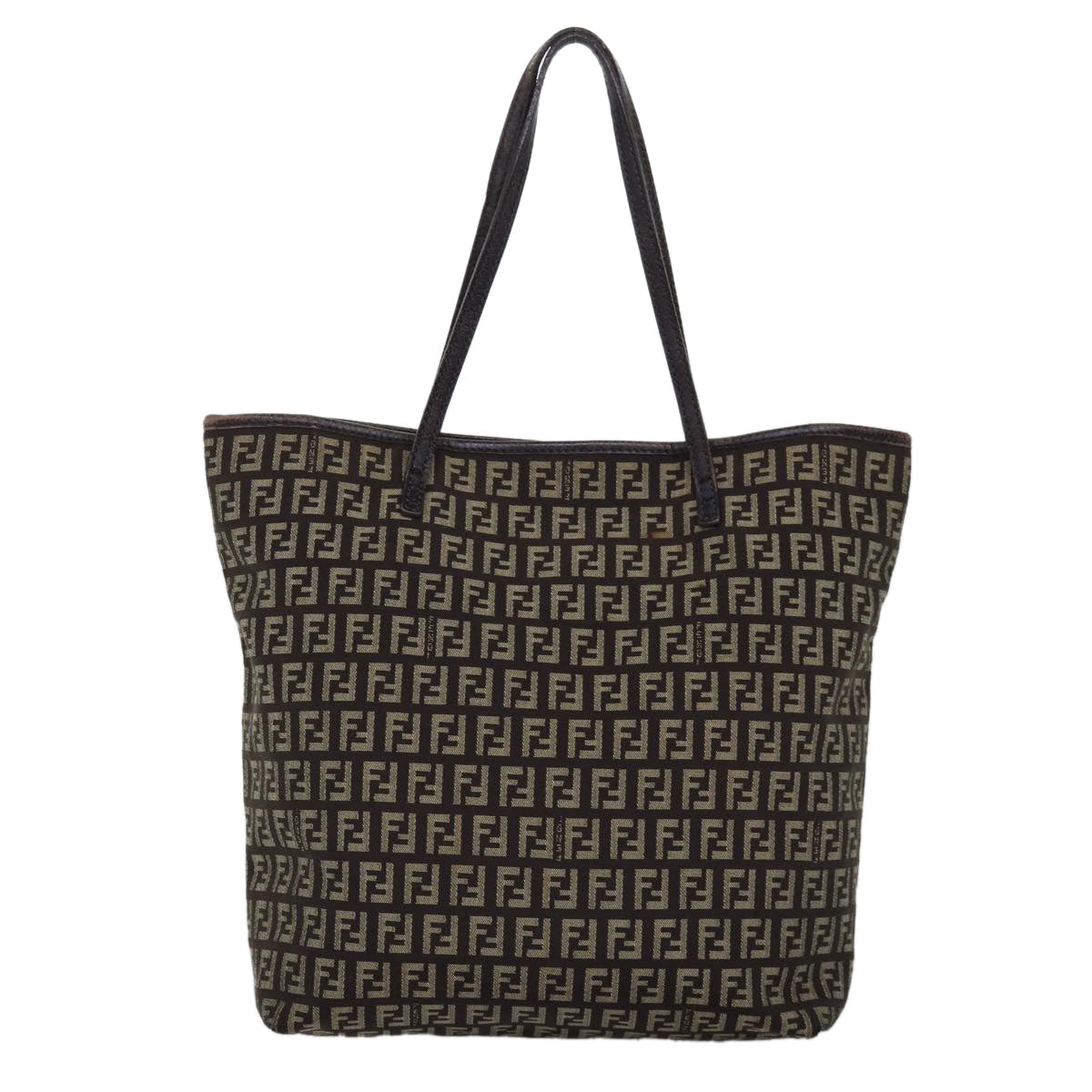 FENDI Zucchino Canvas Tote Bag Brown 75430