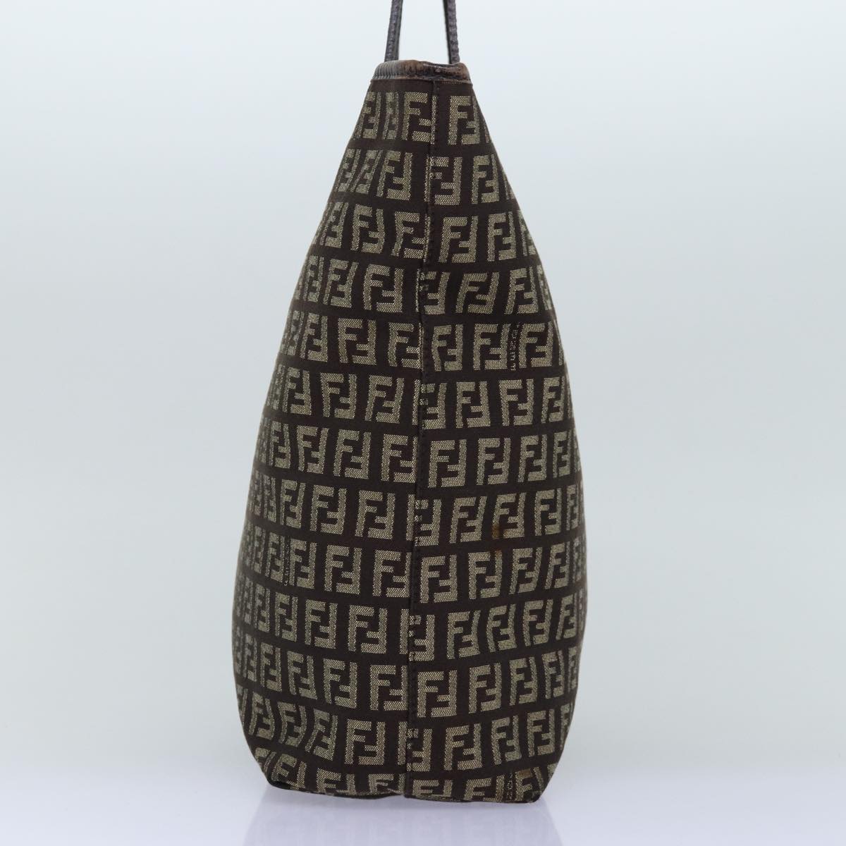 FENDI Zucchino Canvas Tote Bag Brown 75430