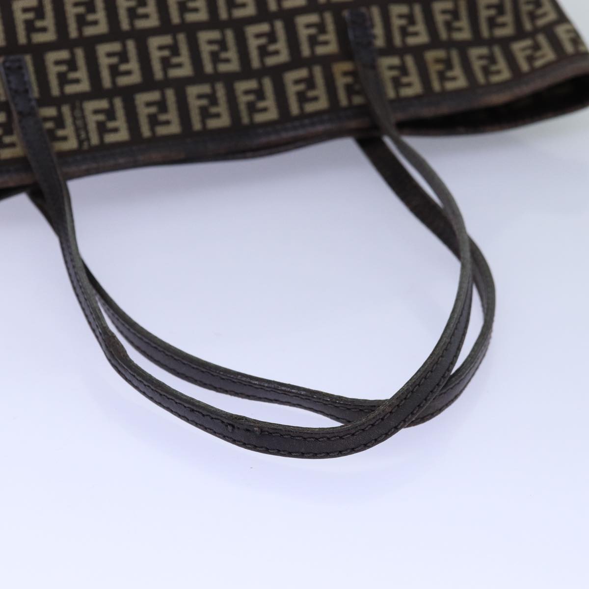 FENDI Zucchino Canvas Tote Bag Brown 75430