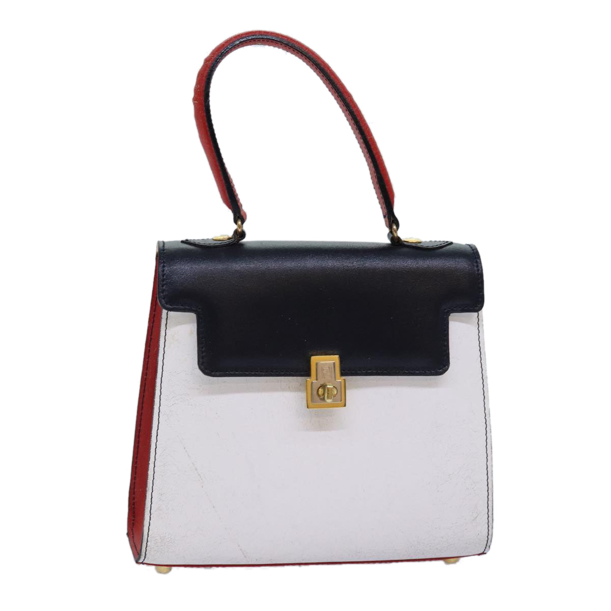 FENDI Hand Bag Leather White 75458