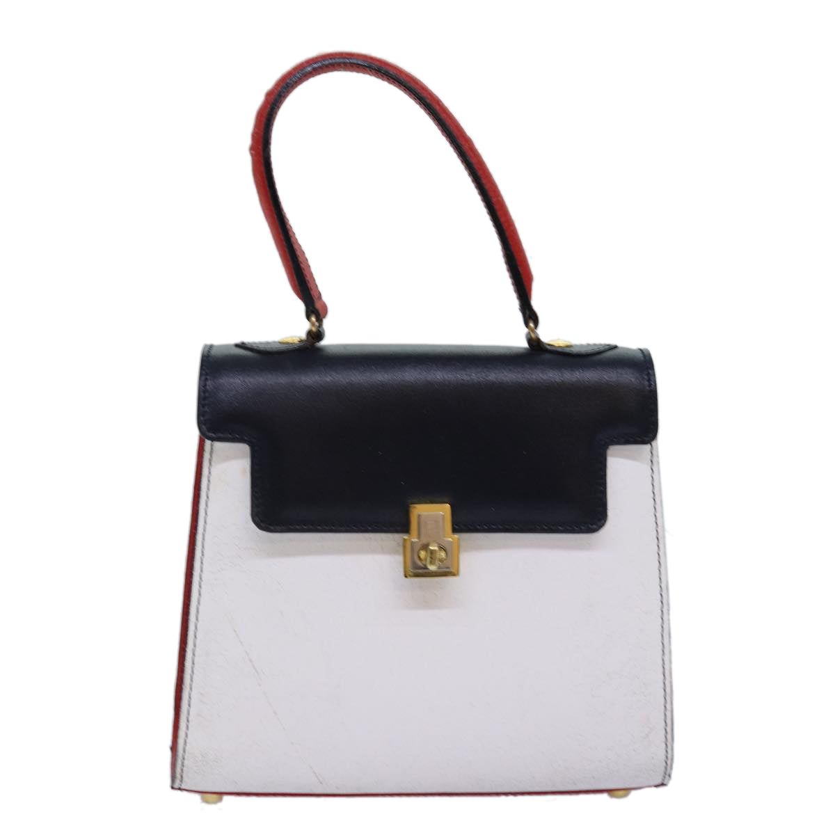FENDI Hand Bag Leather White 75458