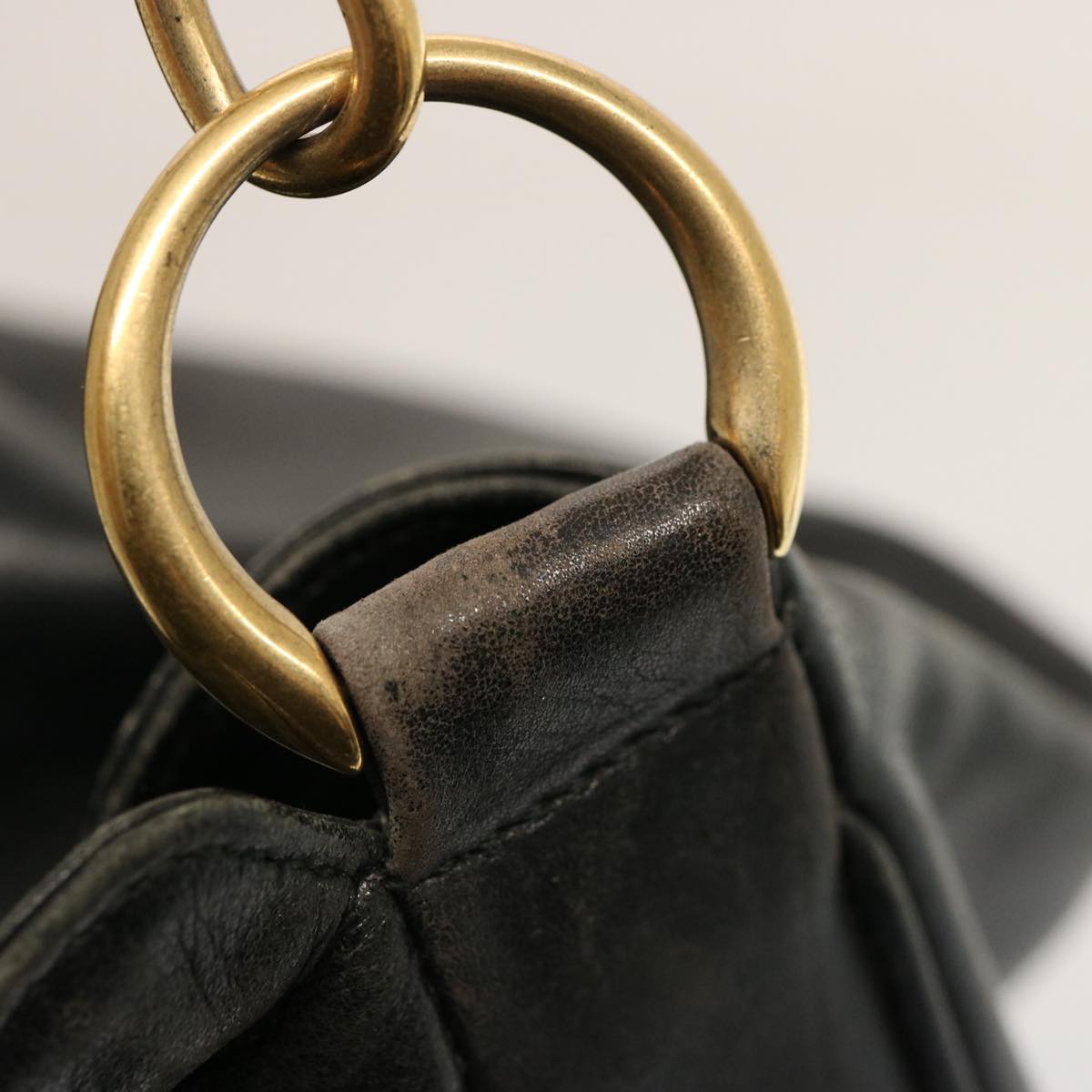 GUCCI Bamboo Hand Bag Leather 2way Black 001 2404 1577 75509