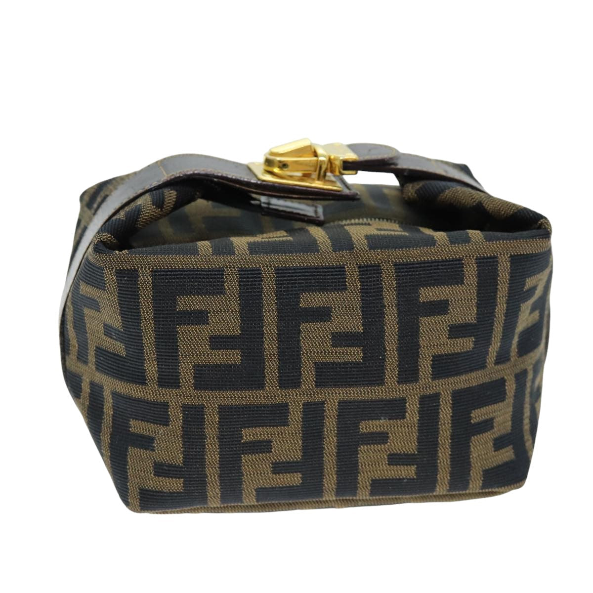 FENDI Zucca Canvas Vanity Cosmetic Pouch Brown Black 75565