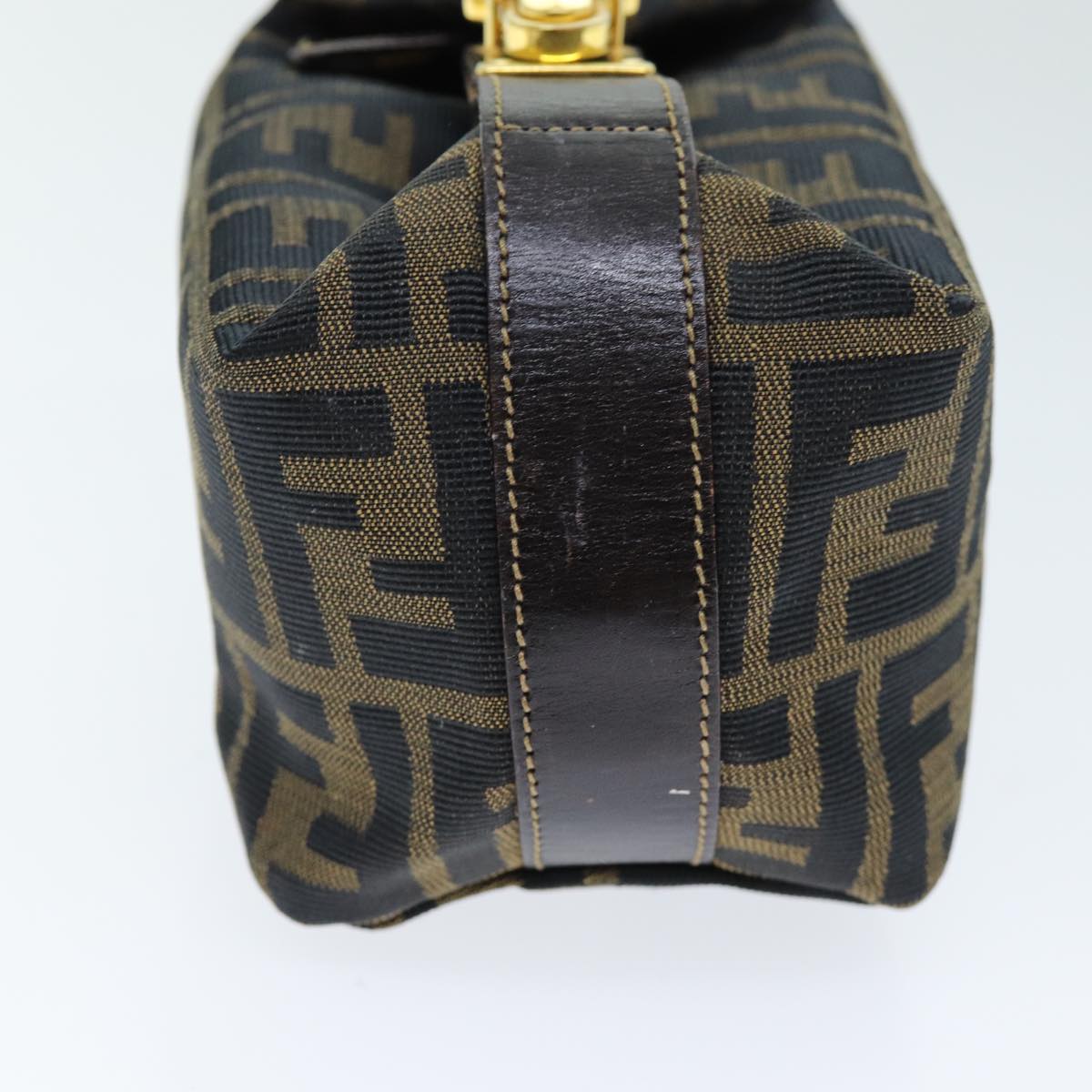 FENDI Zucca Canvas Vanity Cosmetic Pouch Brown Black 75565