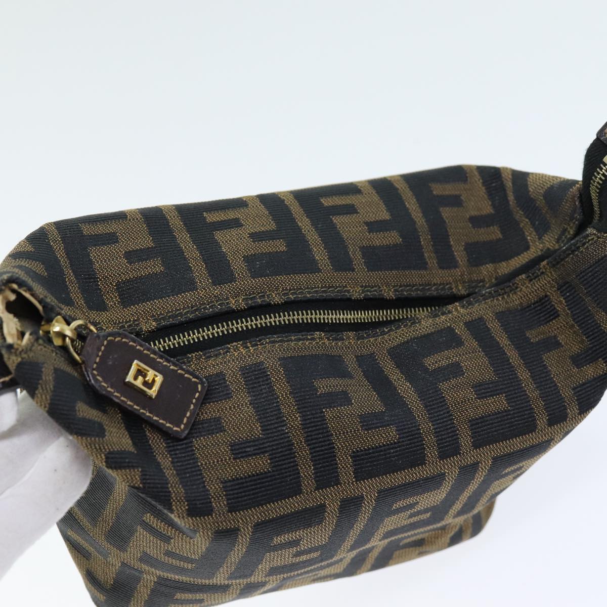 FENDI Zucca Canvas Vanity Cosmetic Pouch Brown Black 75565