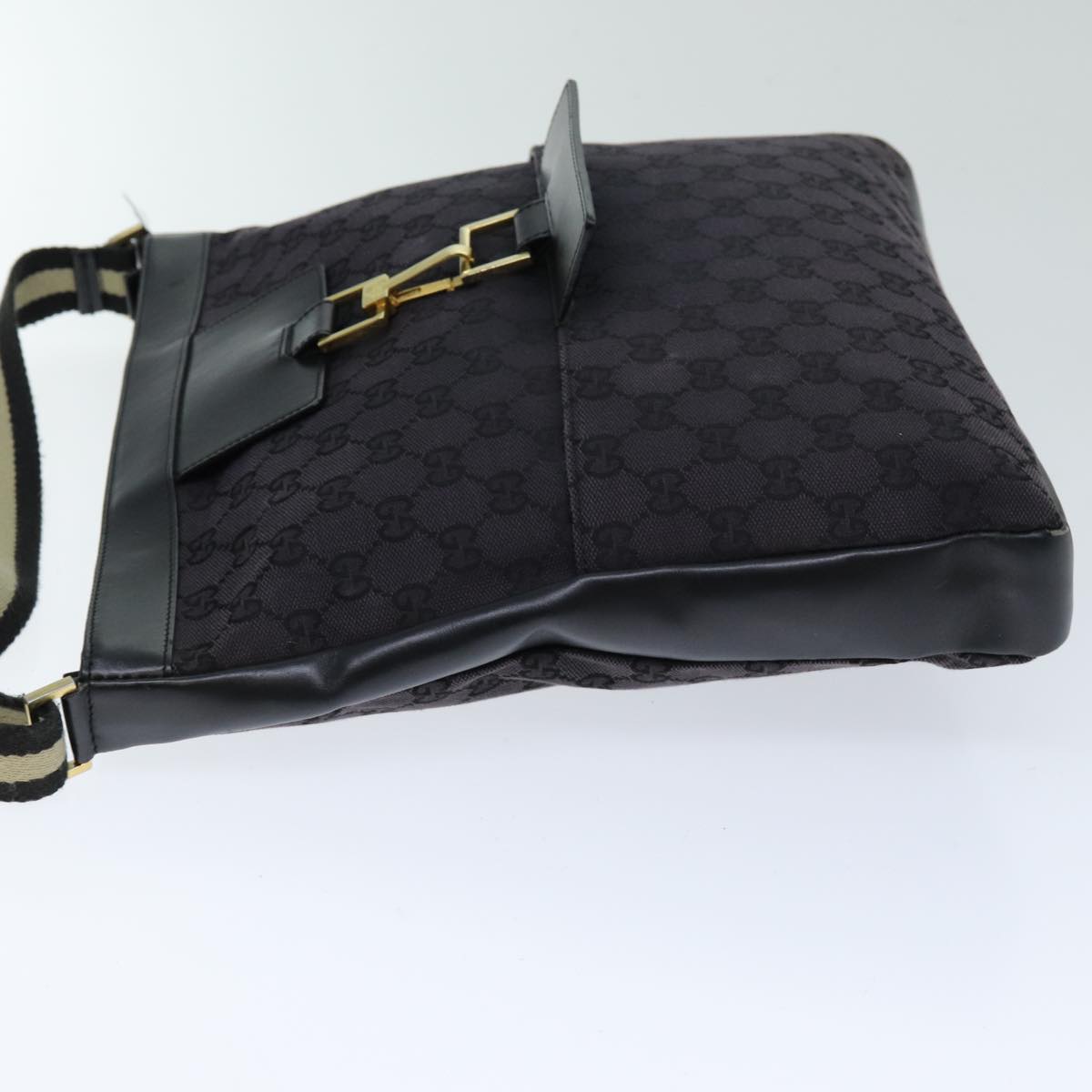 GUCCI GG Canvas Shoulder Bag Black White 001 4094 75600